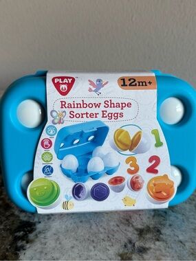 Play Rainbow Shape Sorter Eggs Toy Set 13 Pieces 12m+ Blue Case